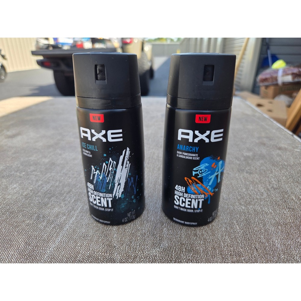 Axe Deodorant Body Spray Lot 2 Ice Chill & Anarchy 4oz High Definition Scent